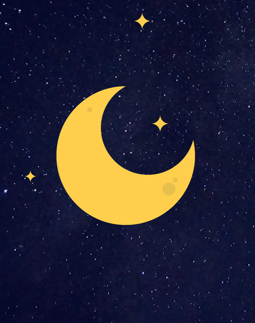 A yellow crescent moon shape floating in space.